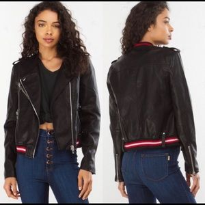 BlankNYC UMA Black Faux Leather Moto Jacket Small
